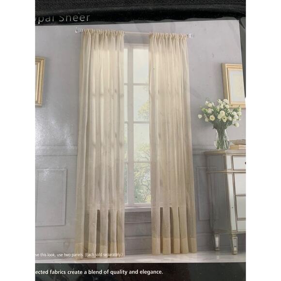 Valeron Opal Sheer Silk Blend 95" Panel Champagne New - Picture 5 of 11